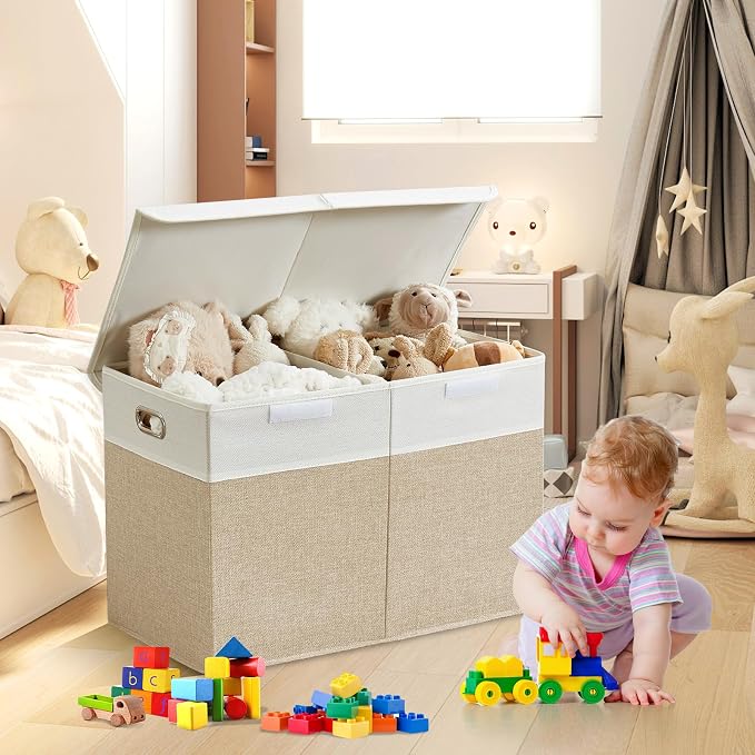 Large Toy Box with Flip-Top Lid, Collapsible Storage Organizer Bins with - Image 5