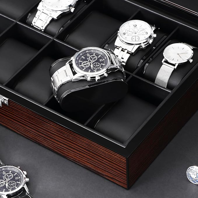 BEWISHOME Watch Case, 12-Slot Watch Box - Image 5