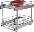 2 Tier Pull Out Cabinet Organizer, Roll Out Shelves and Drawer by JOWBOOW