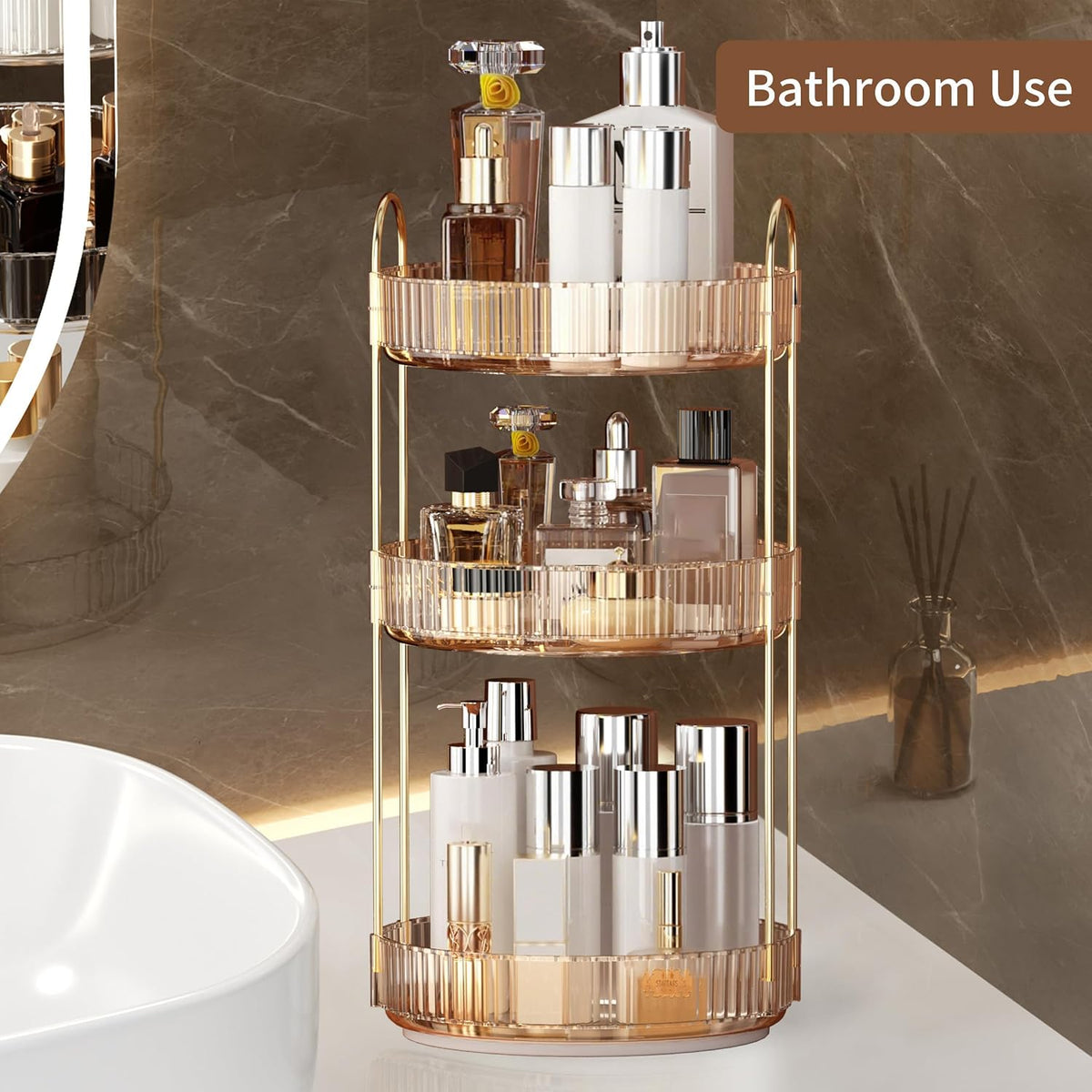 YCIA&DONE 360 Rotating Makeup Organizer and Storage for Vanity