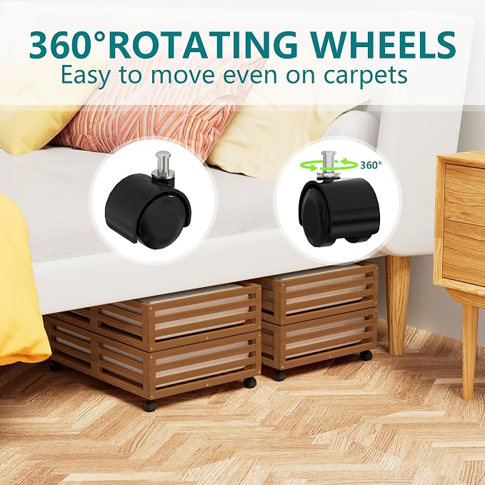 Wisuce Bamboo Under Bed Storage Containers- Underbed Organizer - Image 7