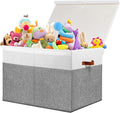 Large Toy Storage Box with Lid, Sturdy Toys Storage Chest Bin Organizer Basket by Gowee