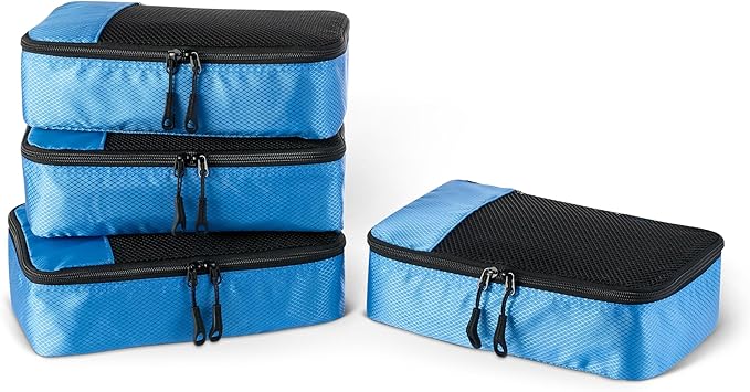 Amazon Essentials 4-Piece Packing Cubes Travel Accessories Set, Luggage by AmazonEssentials