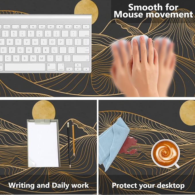 Desk Mat, Mountain Line Art Extended Gaming Mouse Pad, Large Non-Slip Rubber - Image 4
