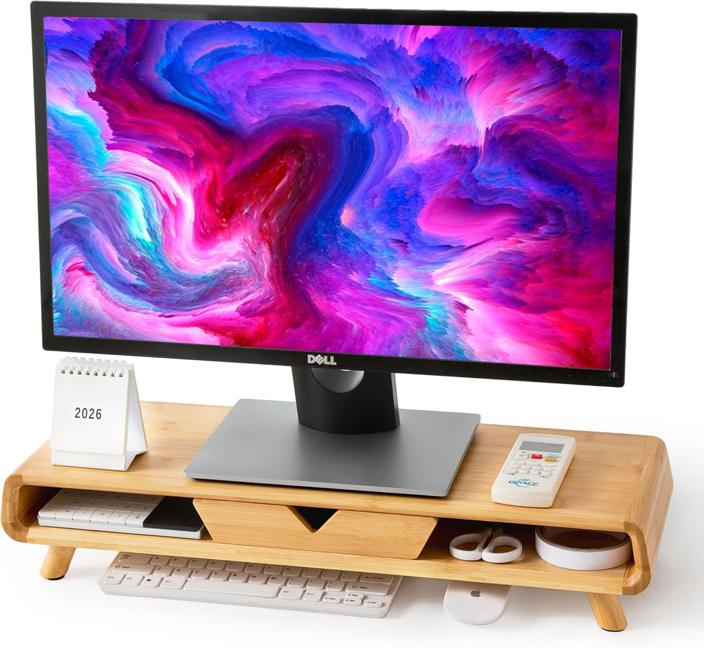 Homerays Bamboo Monitor Stand Riser, No Assembly Required Exquisite