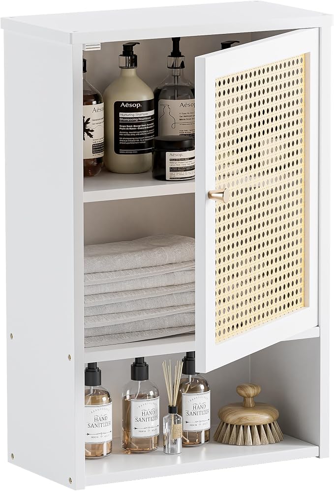 HITNET Bathroom Cabinet Wall Mounted, Rattan Medicine Cabinet, Bamboo Hanging by HITNET