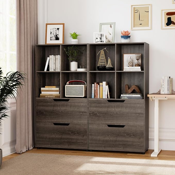 GOFLAME 4-Tier Bookcase with 2 Drawers, 51” Tall Bookshelf with 4-Cube Open - Image 9