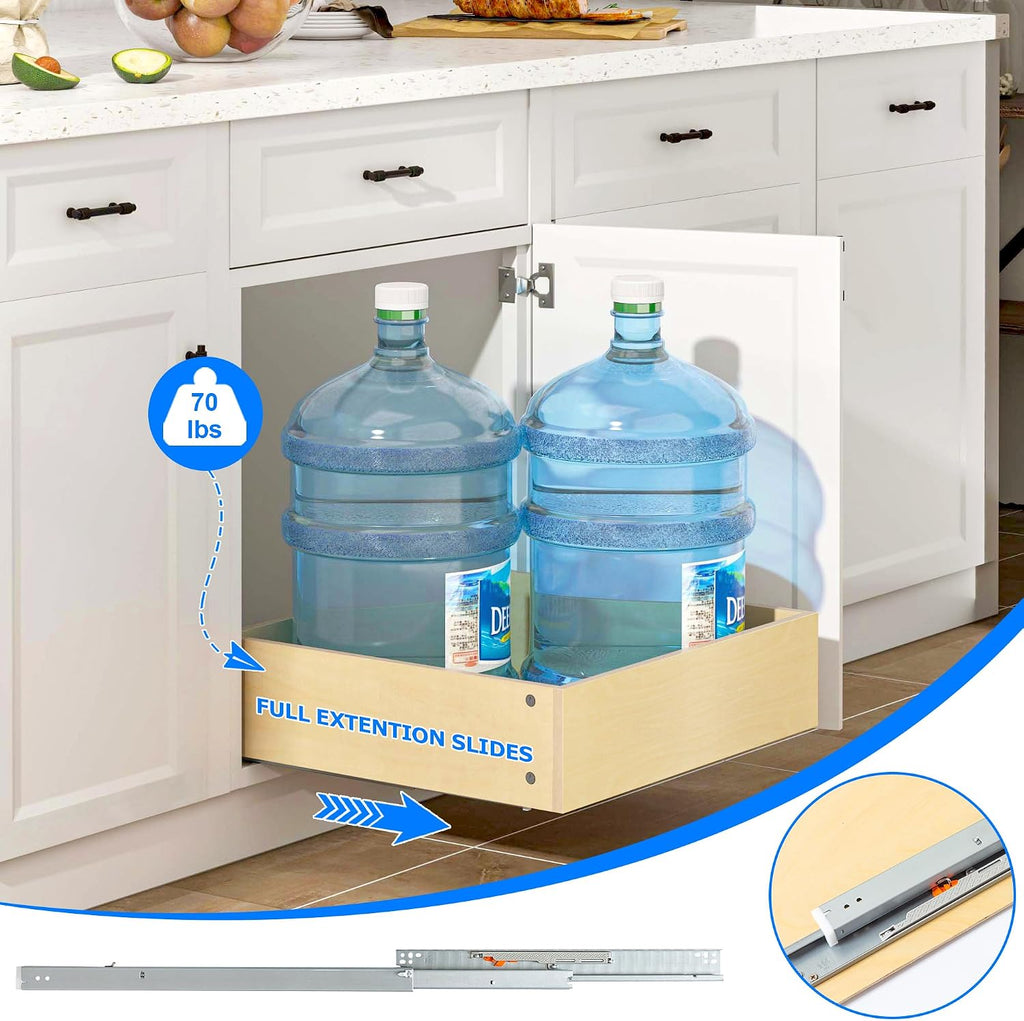 WelFurGeer Soft Close Pull Out Drawers for Cabinets, 20" W x 22" D