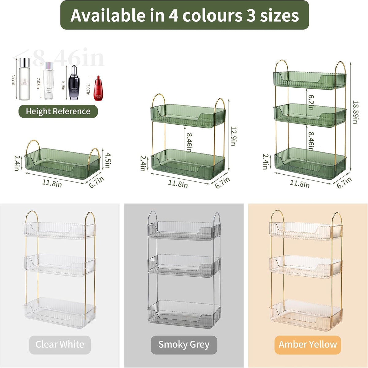 YCIA&DONE Bathroom Organizer Countertop, Makeup Storage, Skincare