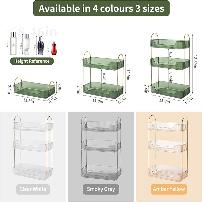 YCIA&DONE Bathroom Organizer Countertop, Makeup Storage, Skincare Cosmetic Tray - Image 5