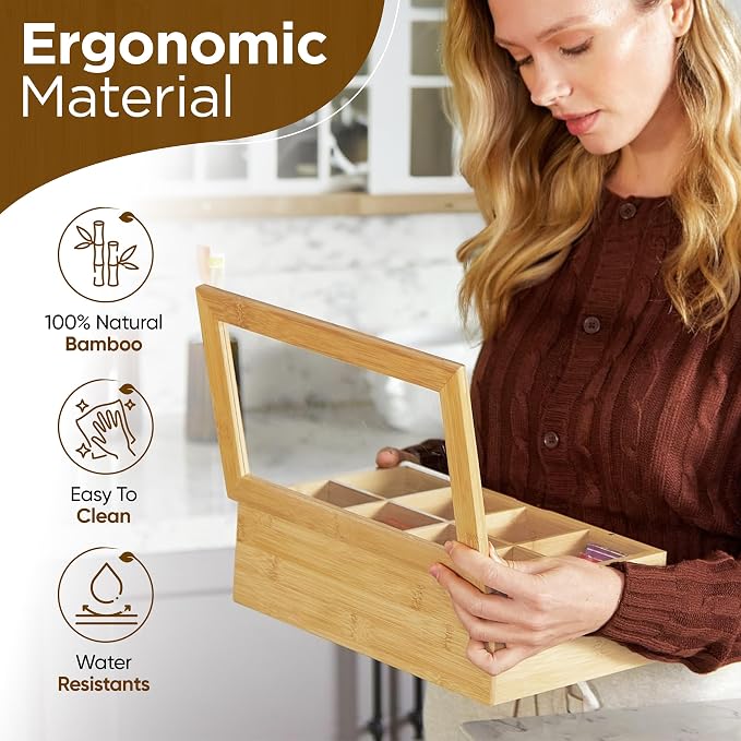 Fuller Bamboo Tea Box Organizer - Image 3