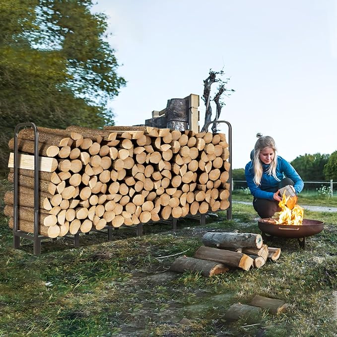 8FT Firewood Rack Holder, Heavy Duty Firewood Storage Log Rack - Image 6