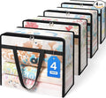 BlissTotes 4 Pack Clear Clothes Storage Bags, Moving Bags, Foldable Blanket by BlissTotes