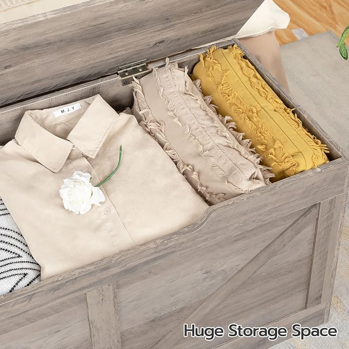 HOOBRO Storage Bench, 39.4” Retro Wooden Storage Chest - Image 4