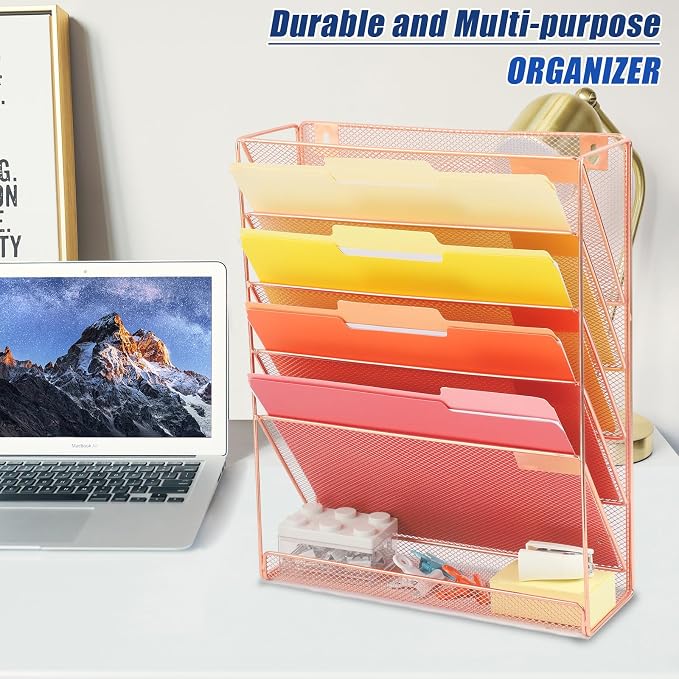 EASEPRES Desk File Organizer Mesh 6-Tier, Hanging Wall Mount Document - Image 7