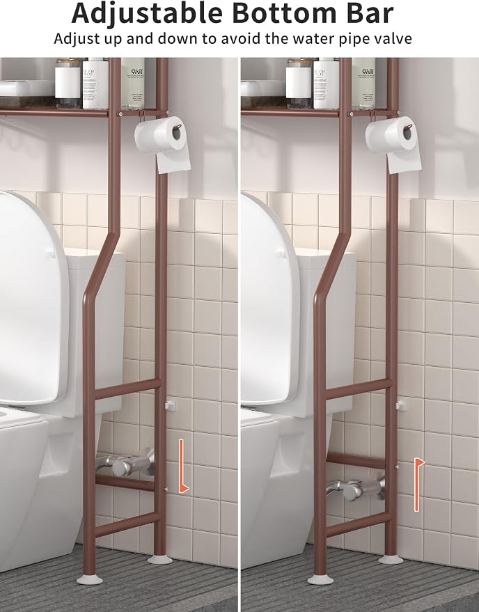3-Tier Over The Toilet Storage, Freestanding Metal Bathroom Shelves - Image 6