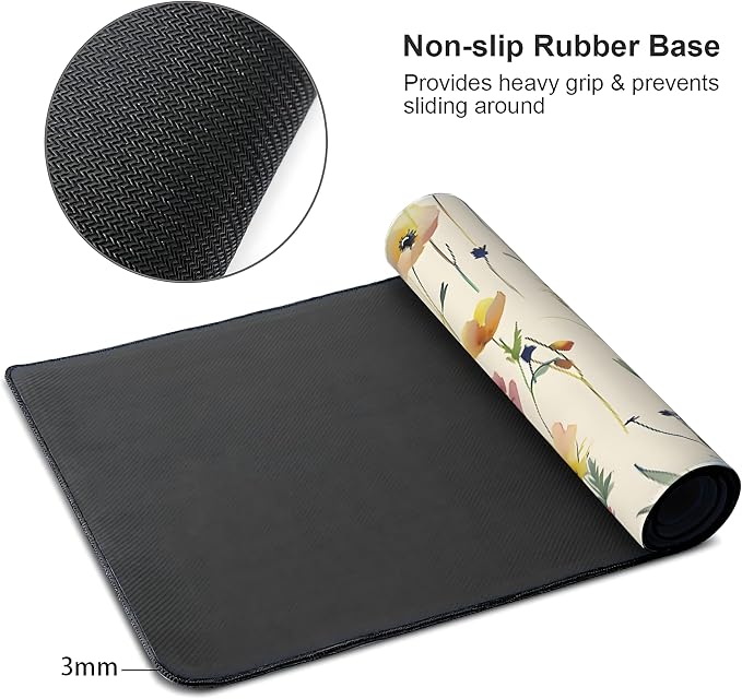 Wild Flowers Large Mouse Pad, Gaming Keyboard Desk Pad, Extended Mouse Mat - Image 4