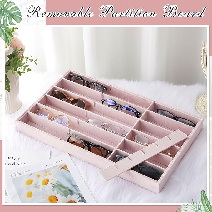 Amylove 2 Pcs Sunglass Organizer Trays Glasses Stackable Jewelry Trays Sunglass - Image 7