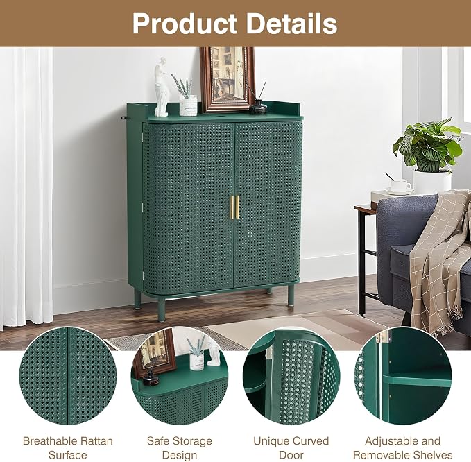ORRD Shoe Cabinet, 5 Tier Boho Wooden Shoe Storage Organizer Cabinet - Image 3