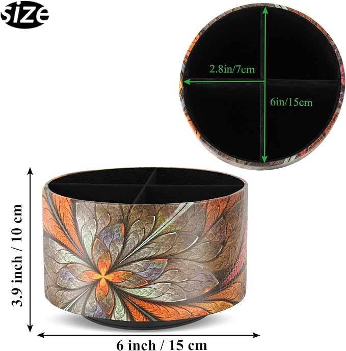 lizimandu Round Leather Art Supply Organizer, Remote Control Holder, 360 Degree - Image 2