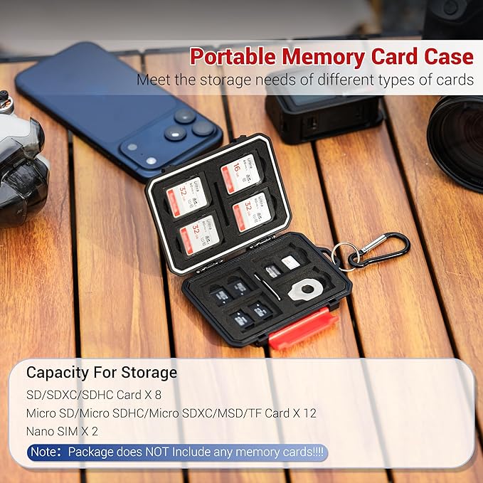 IP67 Waterproof Memory Card Case, Slim Anti-Shock SD TF Card Holder Carrying - Image 2