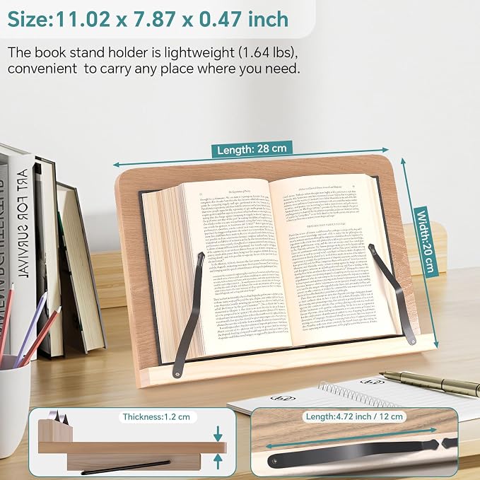 Book Reading Stand, 8 Adjustable Height Holder Tray - Image 4