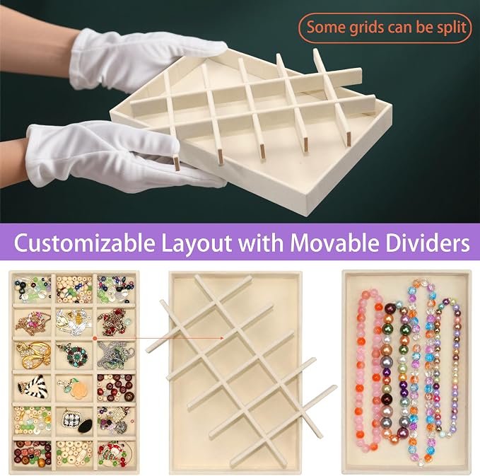 X-Large Jewelrys Tray for Drawer 8 Pack Earring Organizer Stackable Velvet - Image 7
