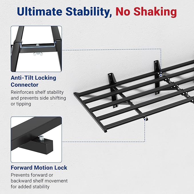 FLEXIMOUNTS 2-Pack 2x6ft Heavy Duty Garage Wall Shelving, 800lbs Capacity - Image 5