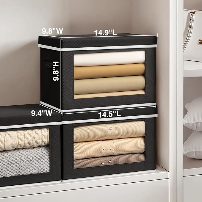 Cube Storage Bins with Lids, Fabric Organizer Bins with Handle, Cloth Storage - Image 2