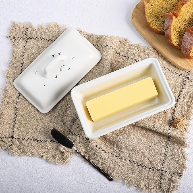 Ceramic Butter Dish with Lid Butter Keeper Butter Plate Tray - Image 5