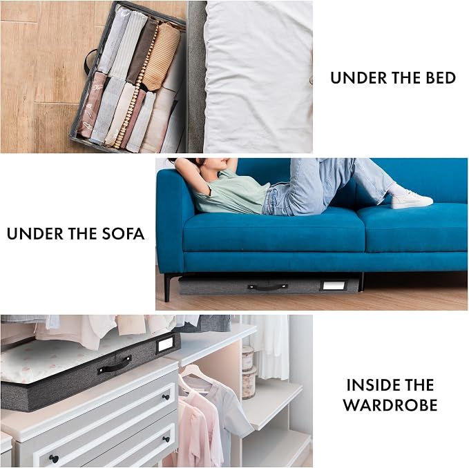 HOMELUX THEORY 2pc Low Profile Under Bed Storage Containers, Thin Under Couch - Image 4