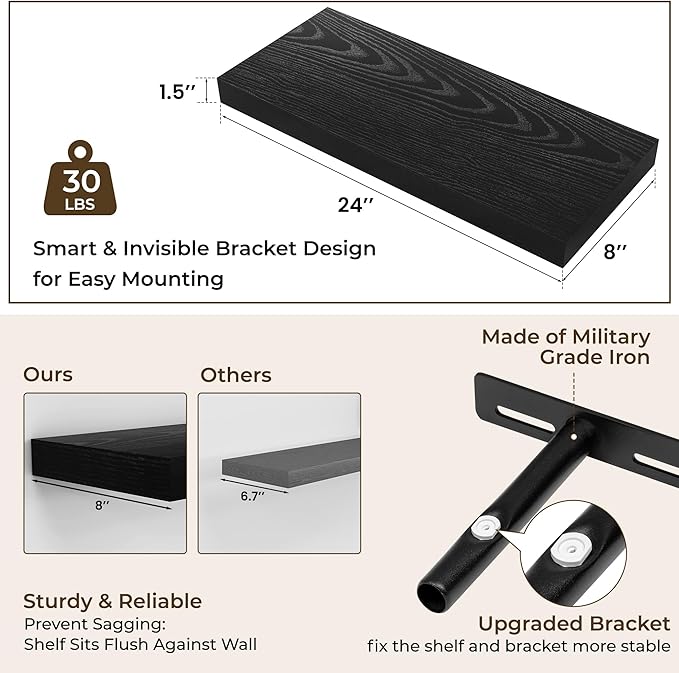 RICHFOCUS 24Inch Floating Shelves - Image 3
