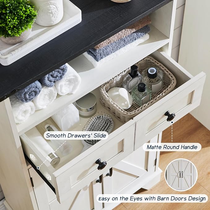 ACCOHOHO Bathroom Floor Cabinet, Farmhouse Storage Cabinet, Adjustable Shelf - Image 4