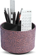 lizimandu Round Leather Art Supply Organizer, Remote Control Holder, 360 Degree by LIZIMANDU