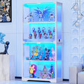 Display Cabinet with Glass Doors, 4-Tier Curio Cabinet with 3 Color Lights by BROTTAR