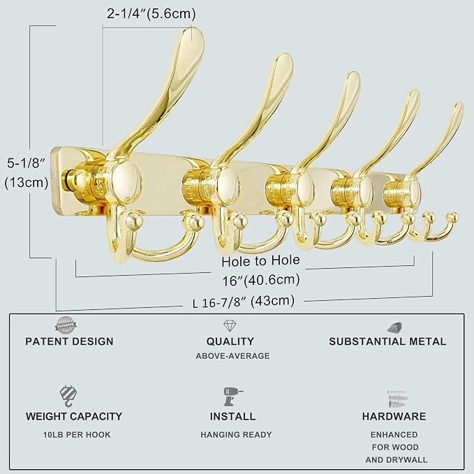Dseap Coat Rack Wall Mount 2.0 Pro: Heavy Duty 300% Thicker, Stainless Steel - Image 4