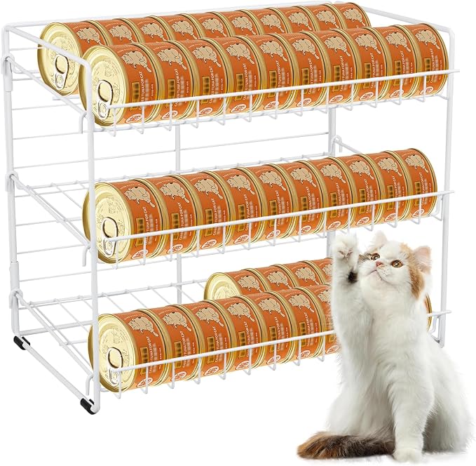 Cat Food Organizer, 3-Tier Stackable Iron Shelf by FMOACEN
