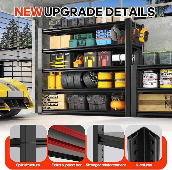 Heavy Duty 5-Tier Garage Storage Shelving Unit, Boltless Metal Rack - Image 4