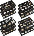 Junkin 12 Pcs Jewelry Tray Velvet Stackable Jewelry Organizer Trays Divided by Junkin