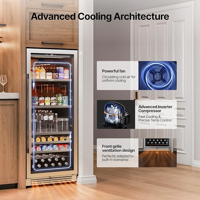Ca'Lefort 24 Inch Beverage Refrigerator, 238 Cans Tall Beverage Fridge - Image 7