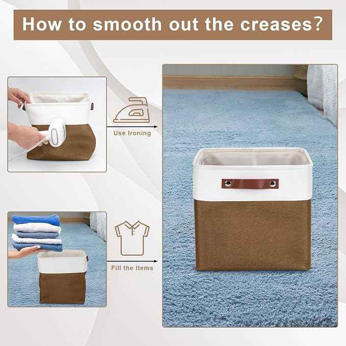 Collapsible Fabric Storage Cubes 11x11 Cube Storage Bins, 4 Pack Closet Baskets