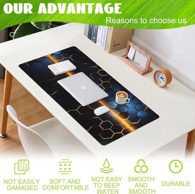 Large Gaming Mouse Pad, Honeycomb Technology Desk Pad, Extended Computer - Image 4