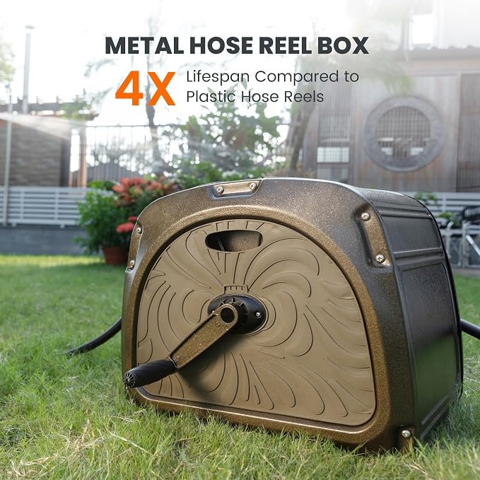 Giraffe Tools SW5 Metal Hose Reel Box, Heavy Duty Garden Hose Storage Reel - Image 7