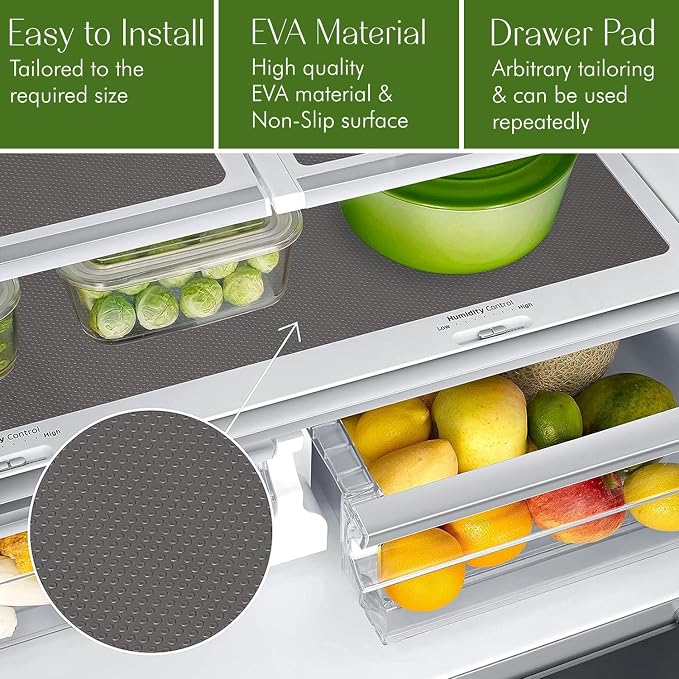 EVALAND Shelf Liners for Kitchen Cabinets Non-Adhesive 12" x 33 FT Gray Drawer - Image 3