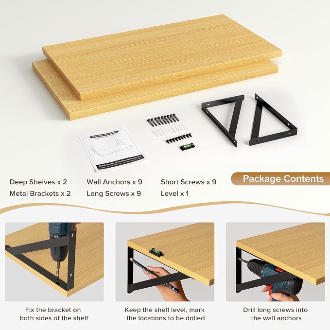 Deep Floating Shelves Wall Mounted, Living Room, Office - Image 5