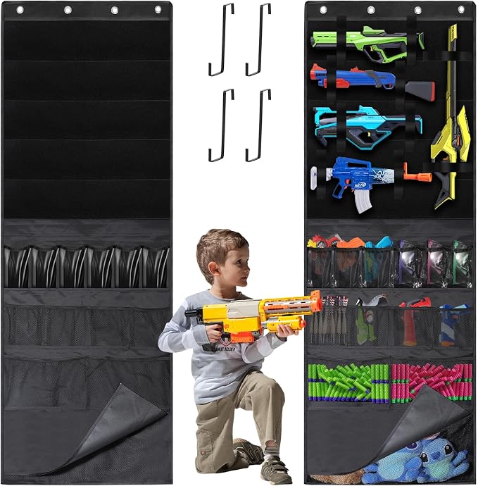 Over the Door Organizer for Toy Guns, Toys Storage Back of Door Hanging by Unknown