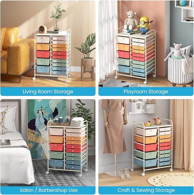 Giantex 15 Drawers Rolling Cart, Classroom Organizers, Storage Cart - Image 9