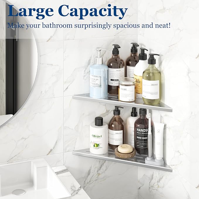 Corner Shower Shelves, 12” Recessed Tile Shower Shelf, 304 Stainless Steel - Image 4