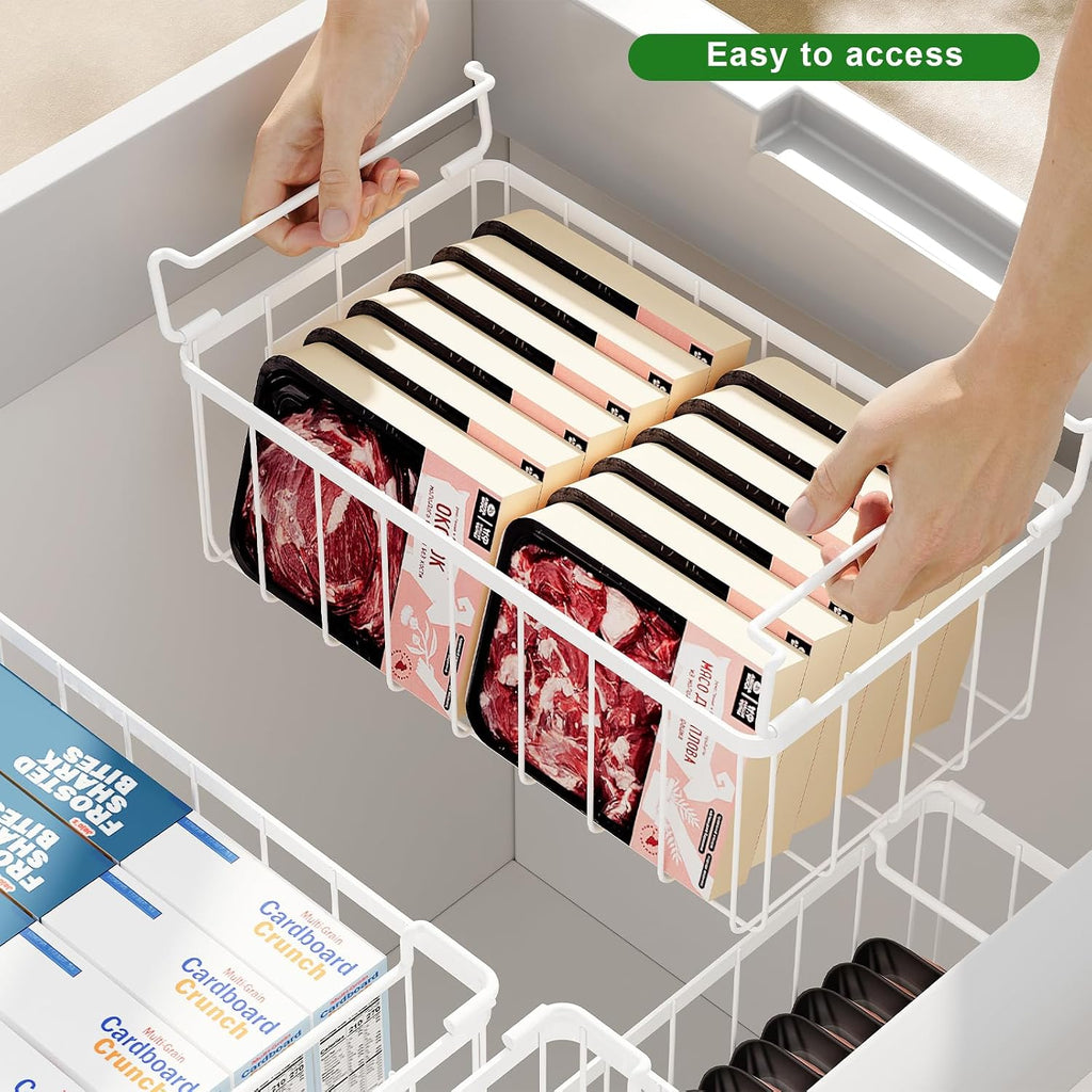 Chest Freezer Organizer Baskets With Tag, Stackable Freezer Organizer