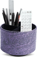 lizimandu Round Leather Art Supply Organizer, Remote Control Holder, 360 Degree by LIZIMANDU